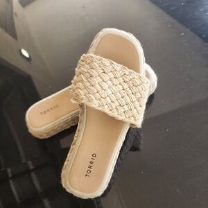 Torrid Tan Espadrille Slide Shoes with Woven Design